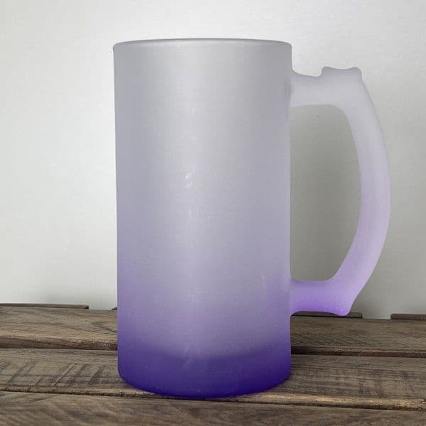 JARRA DE CERVEZA DE VIDRIO ESMERILADO GRADUAL MORADA