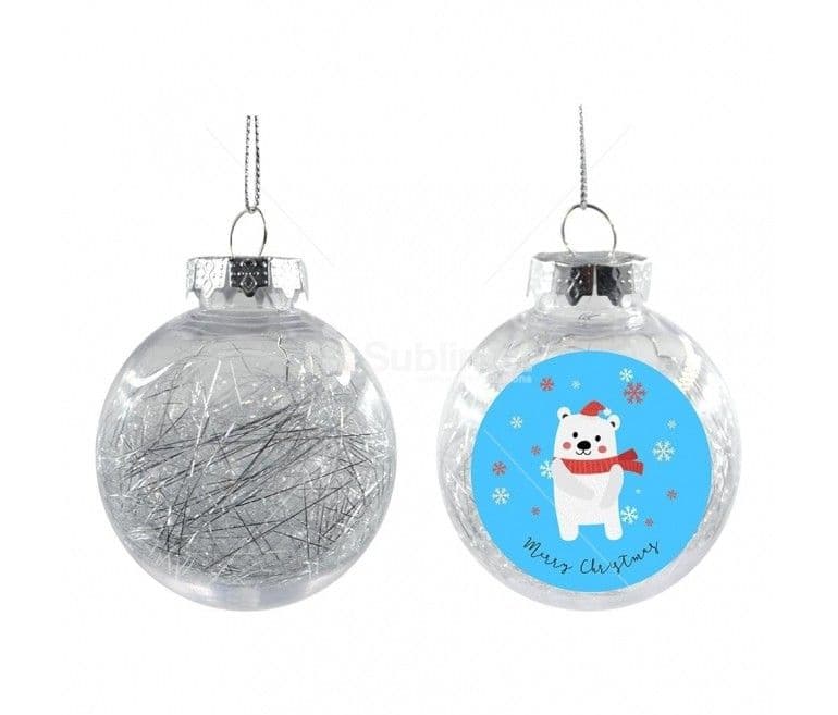 BOLA DE NAVIDAD TRANSPARENTE PLATEADA