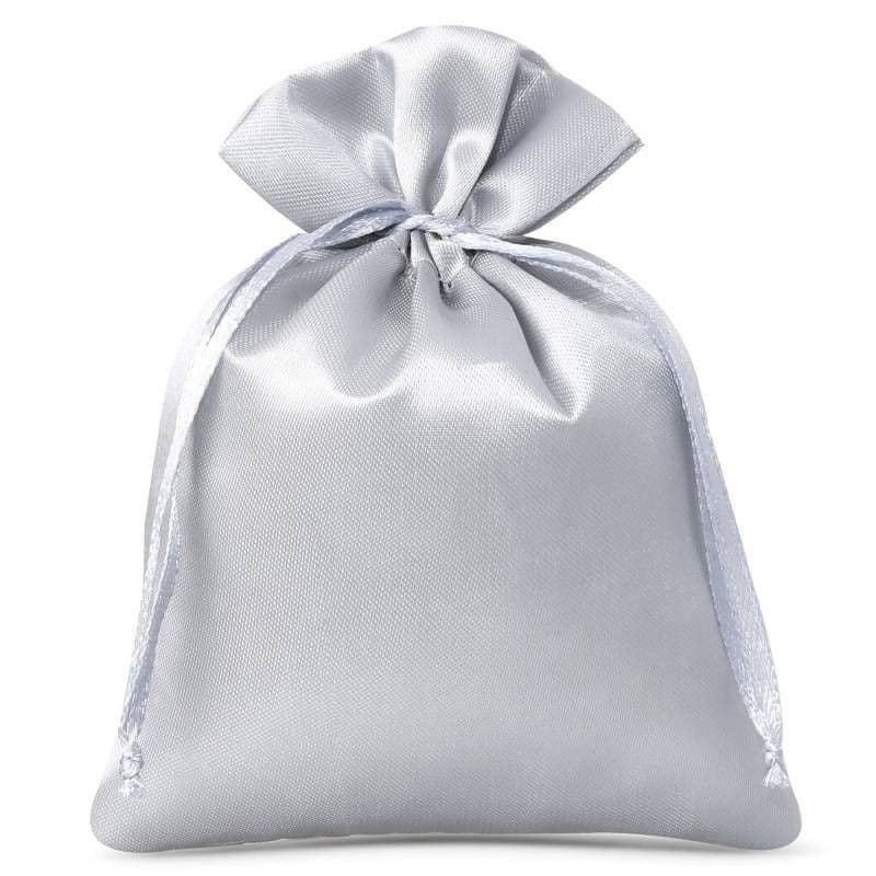Bolsa de regalo satén gris plata 26x35 cm