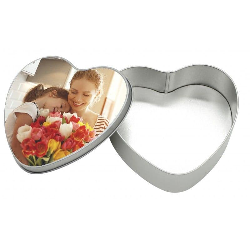 CAJA FORMA CORAZÓN DE METAL CON PLACA SUBLIMABLE