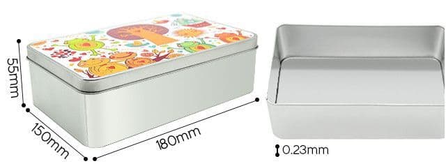 CAJA FORMA RECTANGULAR 55mmx180mm DE METAL CON PLACA SUBLIMABLE