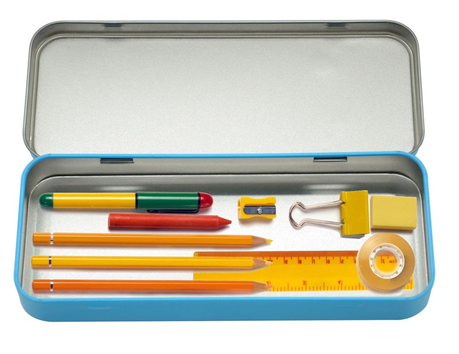 Caja metálica para lapiceros azul con placa sublimable