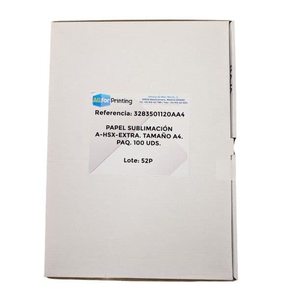 PAPEL SUBLIMACIÓN HSX-EXTRA. TAMAÑO A4. PAQ. 100 UDS.