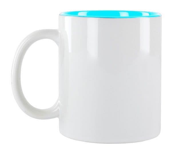 TAZA CON INTERIOR COLOR CELESTE PARA SUBLIMACIÓN