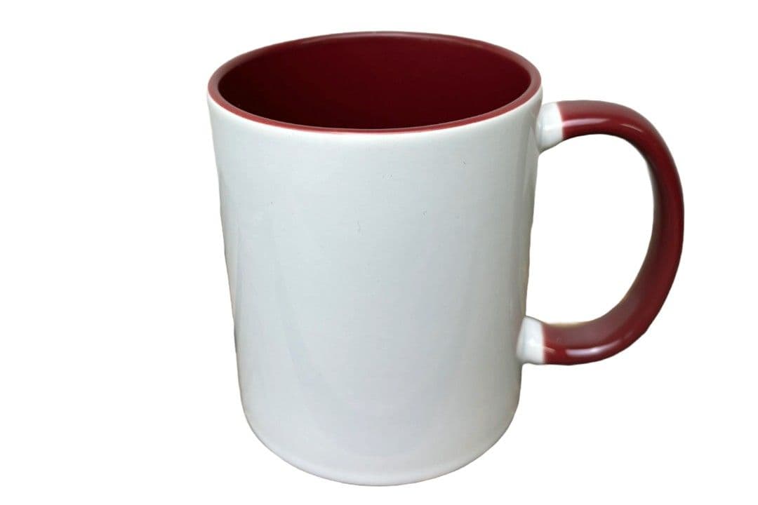 TAZA CON INTERIOR Y ASA COLOR GRANATE PREMIUM AAA S/CAJA