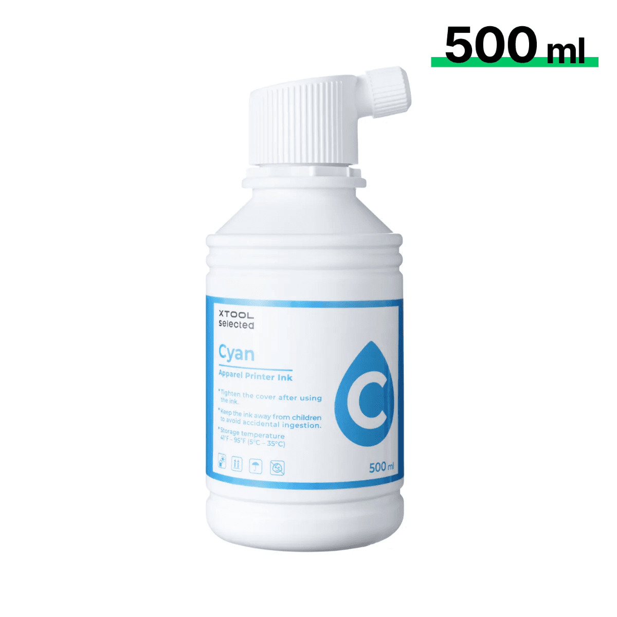 Tinta cian xTool Selected para impresora Apparel de 500 ml